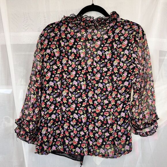 Vintage Richard Malcom 100% silk button down floral blouse Md whimsygoth boho - Picture 7 of 10